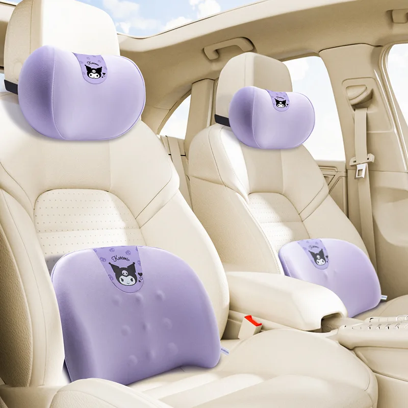 Kuromi Car Headrest Lumbar Support Memory Cotton Neck Protection Pillow Sanrio All Season Universal Car Cartoon Cushion