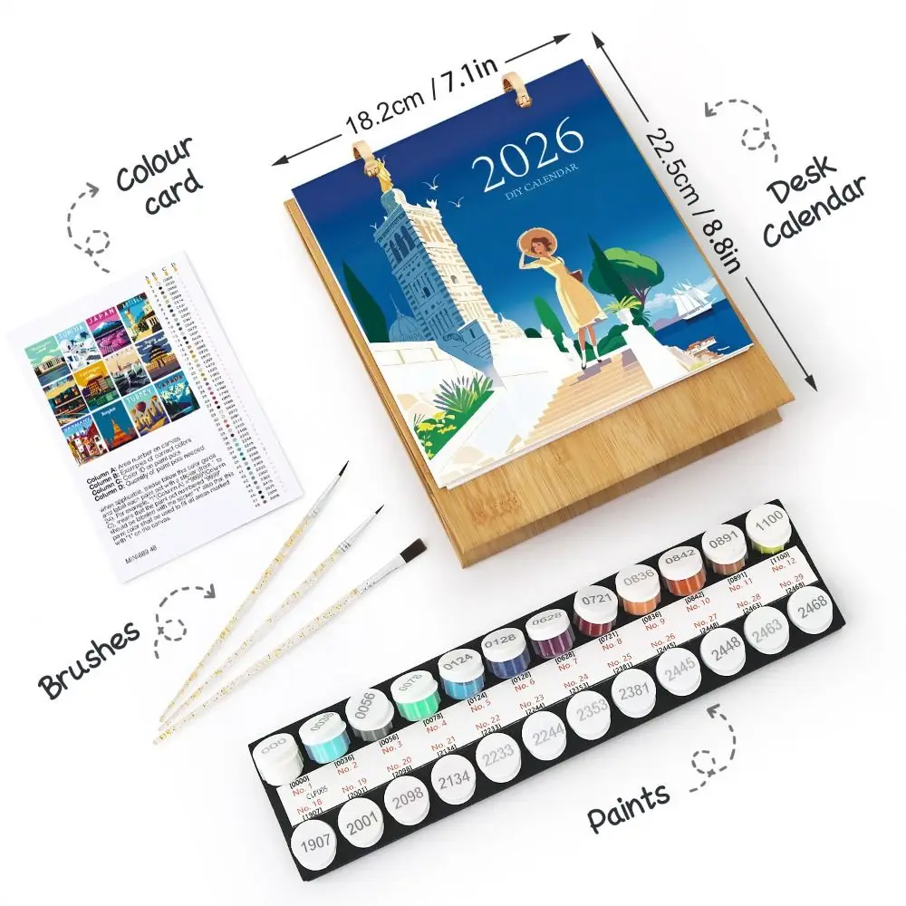 DIY Paint Desk Calendar Paint by Numbers Christmas Pattern Hand Drawn Calendar Creative Ornament Christmas Calendar