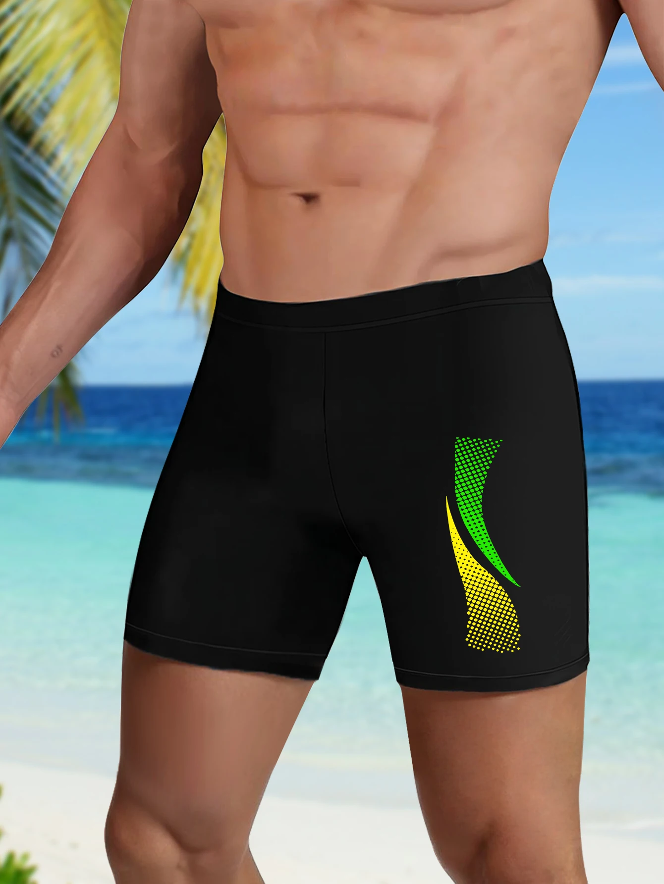 Men Swimming Trunks with Fashion Prints Quick Dry Beach Boxer Shorts with Drawstring Boy Swimwear Pool Party Vacation Essentials