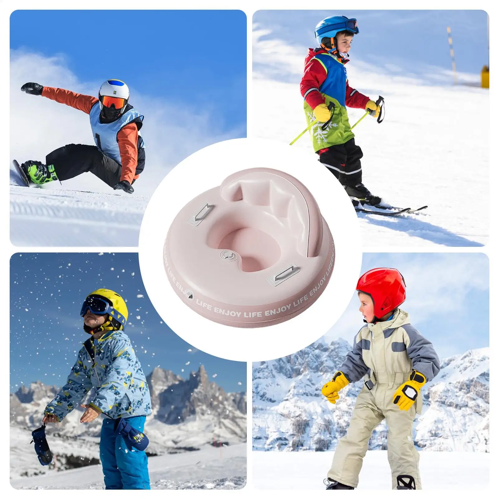 زلاجات الثلج للأطفال سميكة نفخ PVC التزلج اللعب زلاجات للثلج مع مقبض للأطفال البالغين الأسرة التزلج في الهواء الطلق الفناء الخلفي