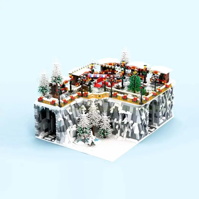 MOC-Juego de invierno estacional, mercado de Navidad, traje de arquitectura Modular, tecnología, modelo de bloques de construcción, juguetes para niños, regalo