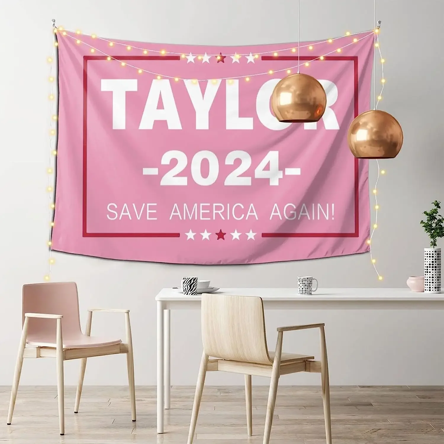 Inch Taylor 2024 Save America Again flag Taylor 2024 President flag Pink Tapestry Wall Hanging Tapestry For Living Room College