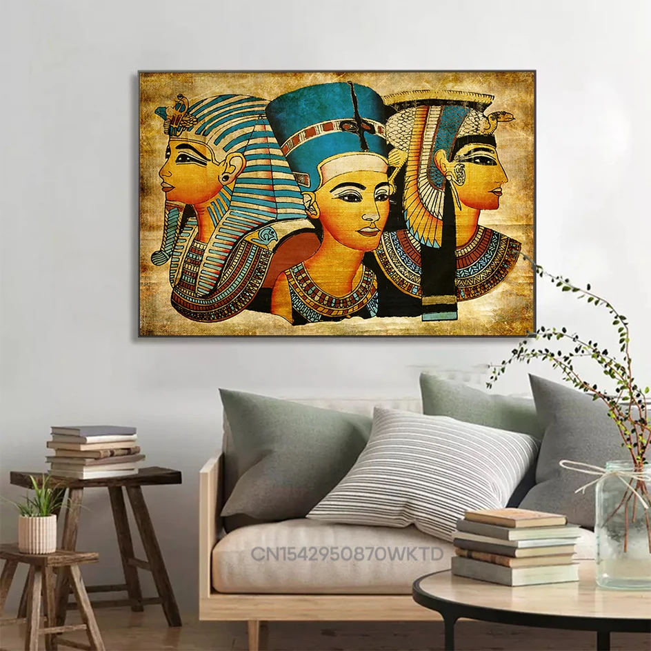 Retro Egypt Pharaoh Character Poster Ancient Egyptian Decorative Canvas Painting Wall Art Picture Vintage Living Room Home Decor