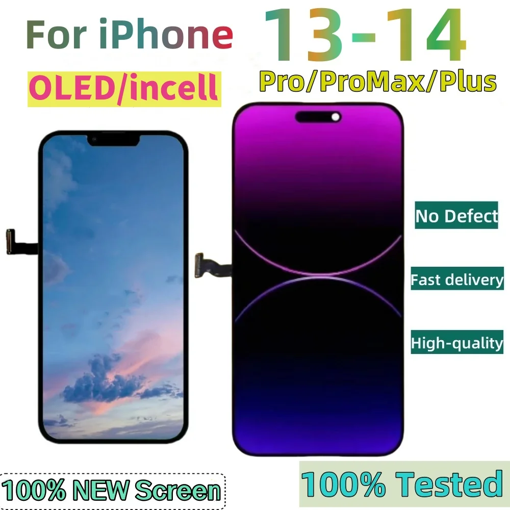 NEW TFT OLED LCD For iPhone 13 14 Pro Max Display for iPhone 14 Plus incell 3D Touch Screen Digitizer Assembly Replacement Part