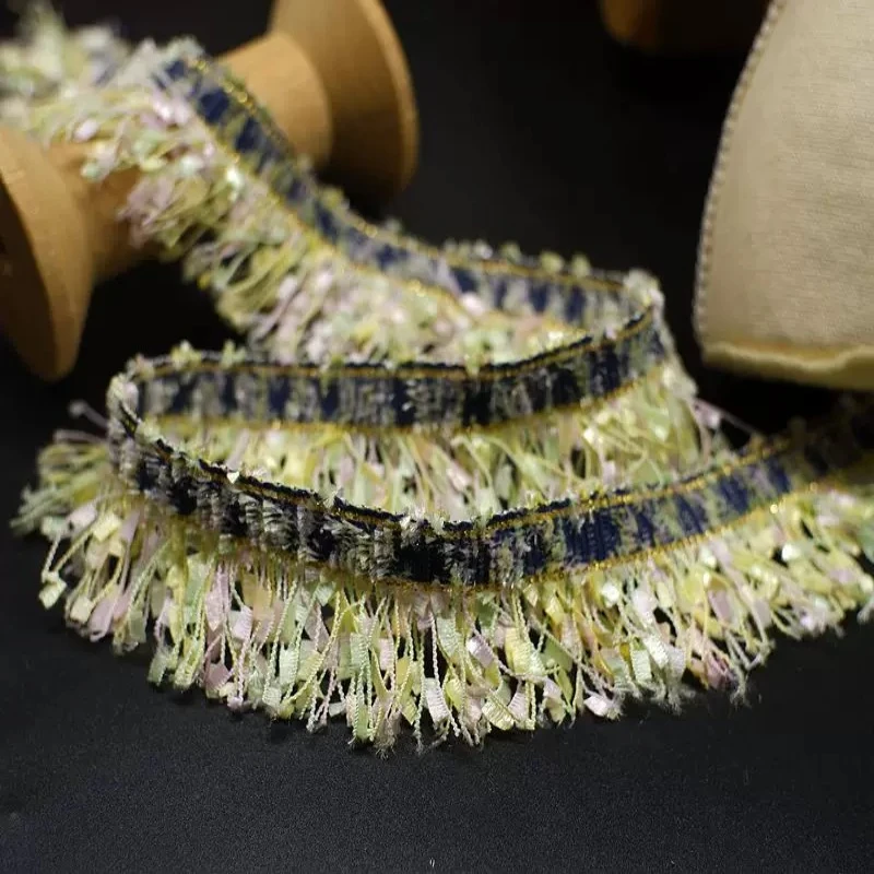 2 Yard gemischte Farben geflochtene Quasten Spitze DIY Polyester Nähen Kleidung Vorhang Heimtextilien Hochzeit Rock Kleidungszubehör – Detail 5