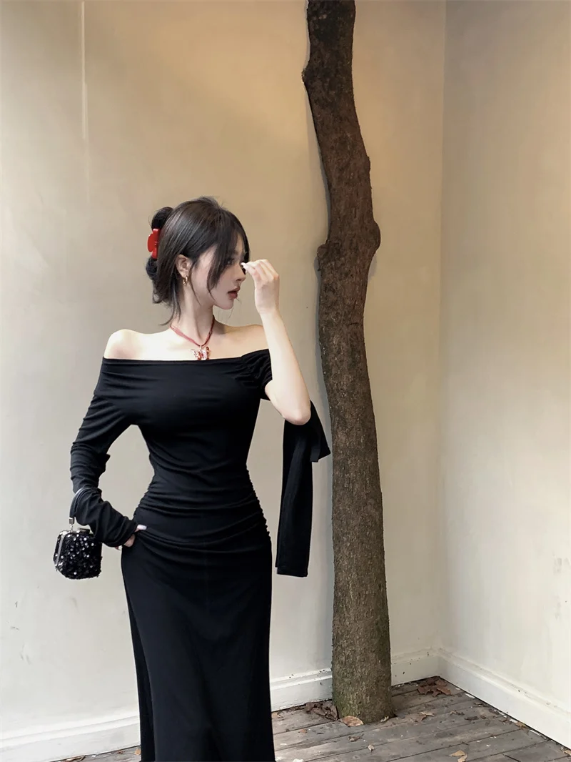 Robes à manches longues femmes robe jeune fille automne tricots smocké lambrissé boutonné col montant H-ligne Grunge Style multicolore