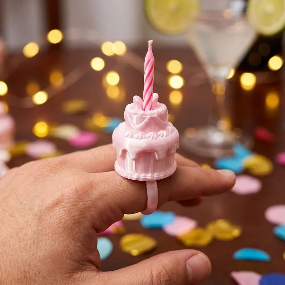 3D Simulation Cake Cake Ring Candle Holder Silk Finish Romantic Birthday Cake Ring Topper Bow Knot Novelty Mini Cake Candle Ring