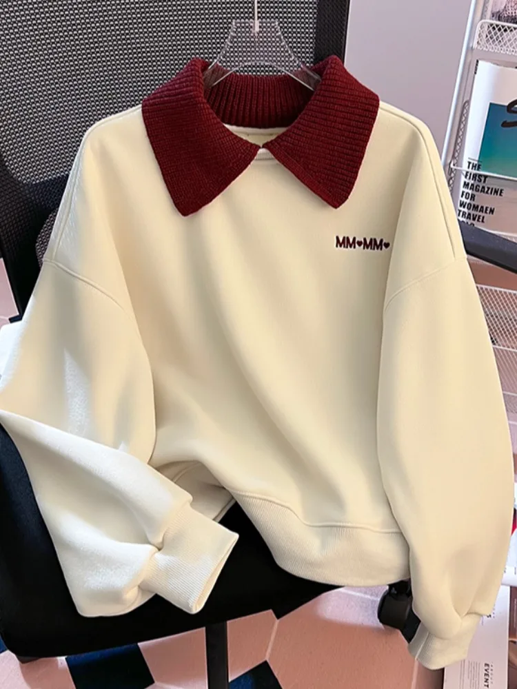 

Thiened вязаный свитшот Ne женский осенне-зимний ленивый свободный утягивающий топ с самозащитным дизайном Long Sve Корея...