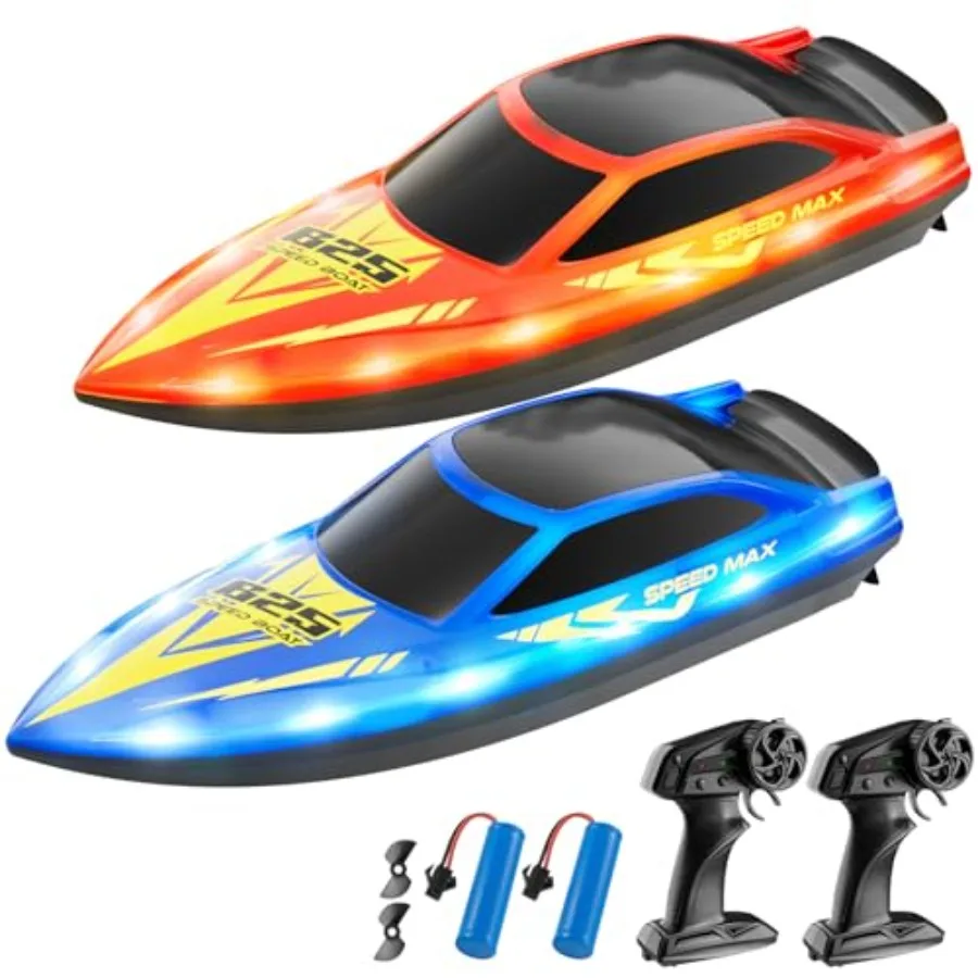 

Remote Control Boat for,RC Boat for Pool, Lake, River and Pond with LED Lights, Self-Righting, Waterproof, Fast Speed Racing El