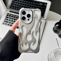 New 3D Flame pattern Hollow Slim Phone Case for iPhone 17 16 15 14 13 12 11 Pro Max 16E 15 14 16 Plus 17 Air Shockproof Cover