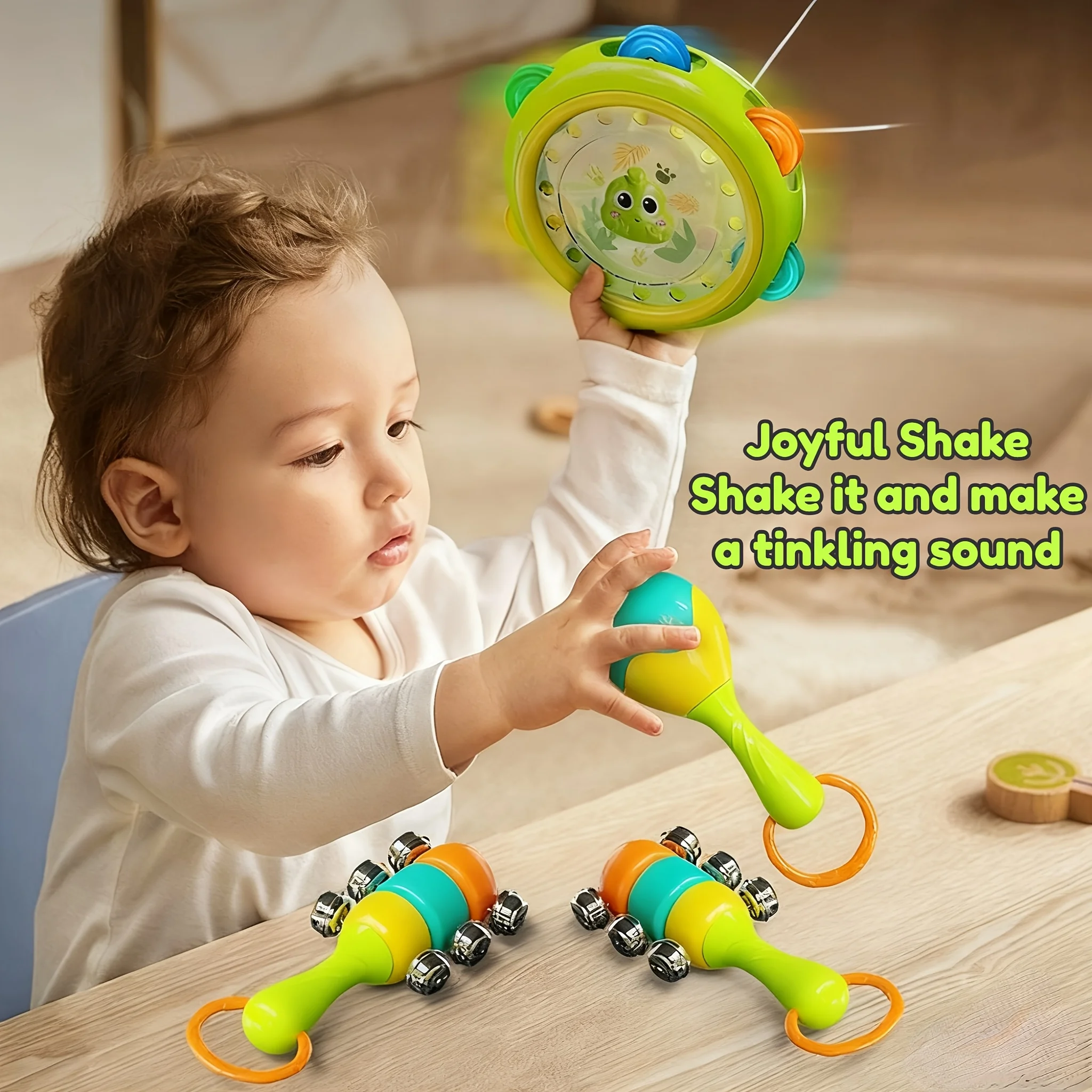 3 szt. Muzyczny bębenek ręczny - bezpieczny materiał, trwała konstrukcja, idealny na prezenty świąteczne i na Halloween