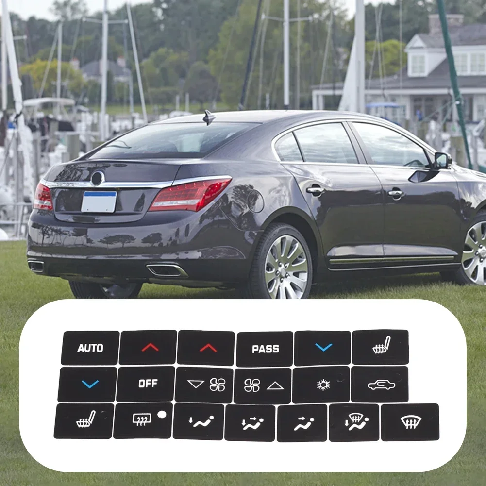 1pc Button Repair Decal Sticker High Grade Vinyl Black Overlay White Letter Fit For Buick Lacrosse 2005-09 Car Push Button Decal