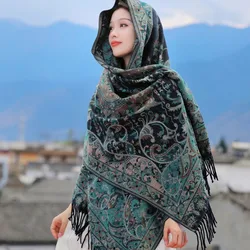 WeHello-Ethnic Style Retro Tassel Shawl With Dual Purpose Warmth and Comfort for Women's Tourism and Vacation Scarves, Cape