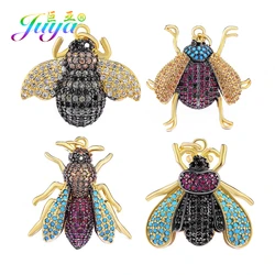 Juya 18K Gold Plated Micro Pave Zircon Decorative Artwork Insect Bug Bees Butterfly Charms For DIY Luxury Pendant Jewelry Making