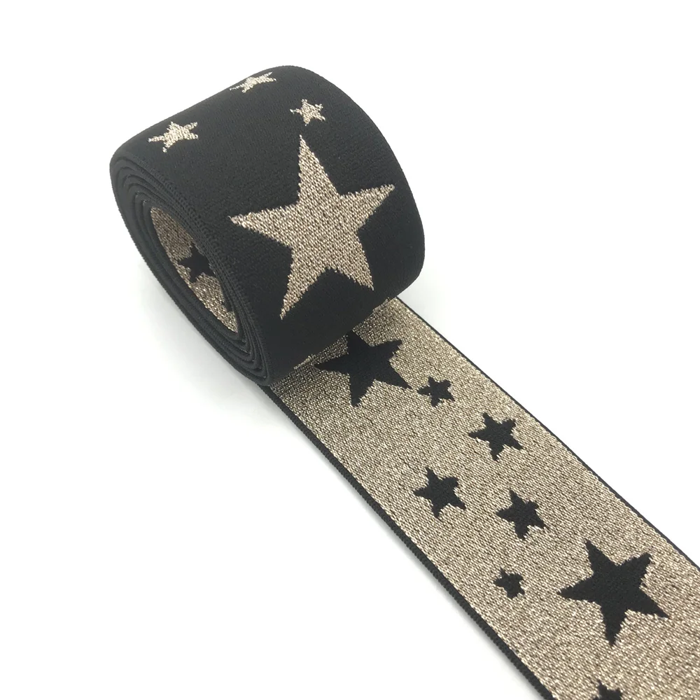 2 mt/los 27/40mm Herz Stern Leopard Glitter Silber Elastische Bands Jacquard Elastische Band Für Bekleidungs Hosen DIY Nähen Zubehör – Detail 13