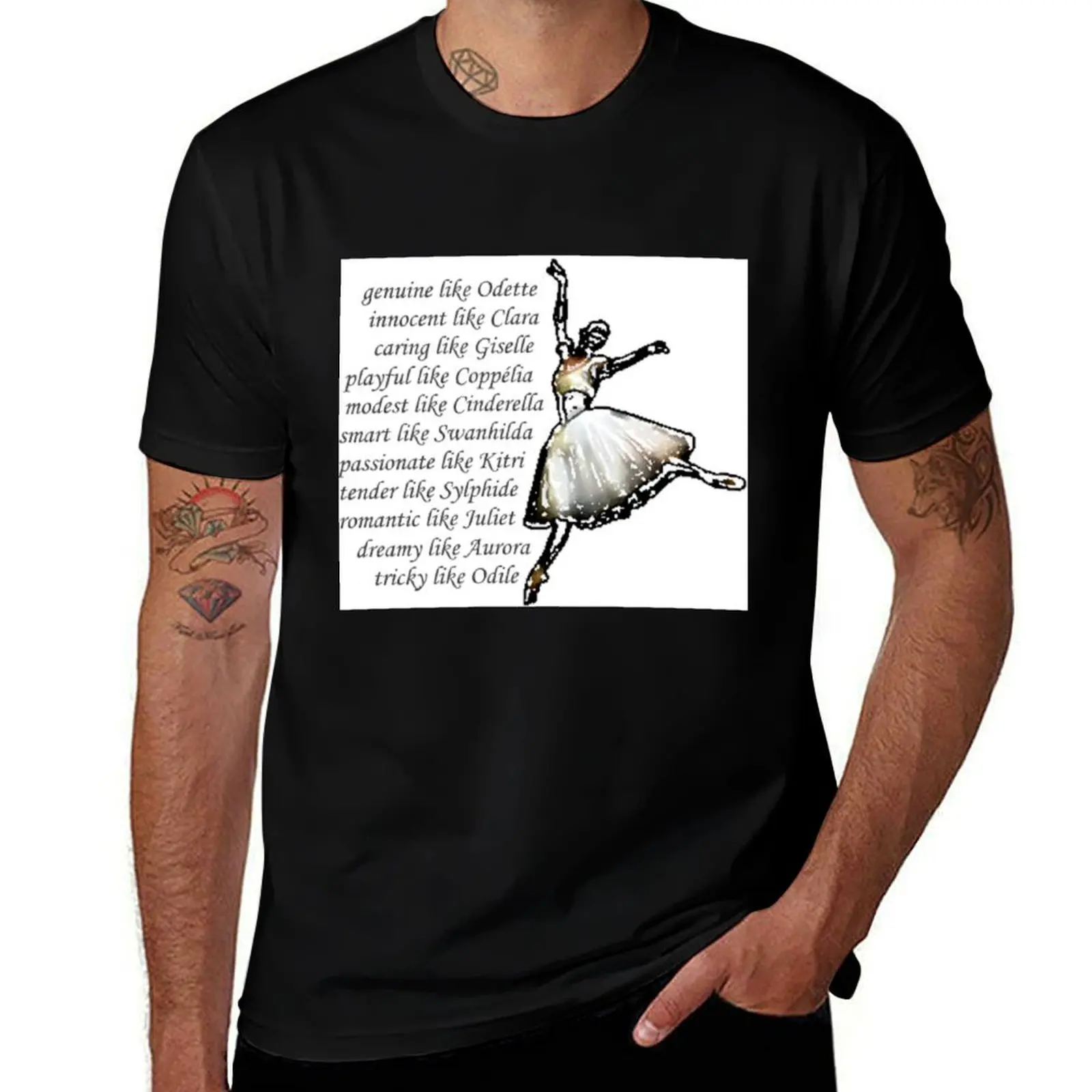 Camiseta con estampado de bailarina con famosos roles de ballet, camiseta de manga corta con estampado de verano