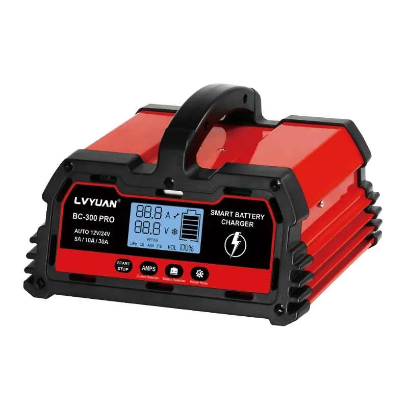 Lvyuan Automatic Lead Acid Car Battery Charger 12v30a Intelligent Pulse Repair Charger Motorcycle Battery Lifepo4 Charger