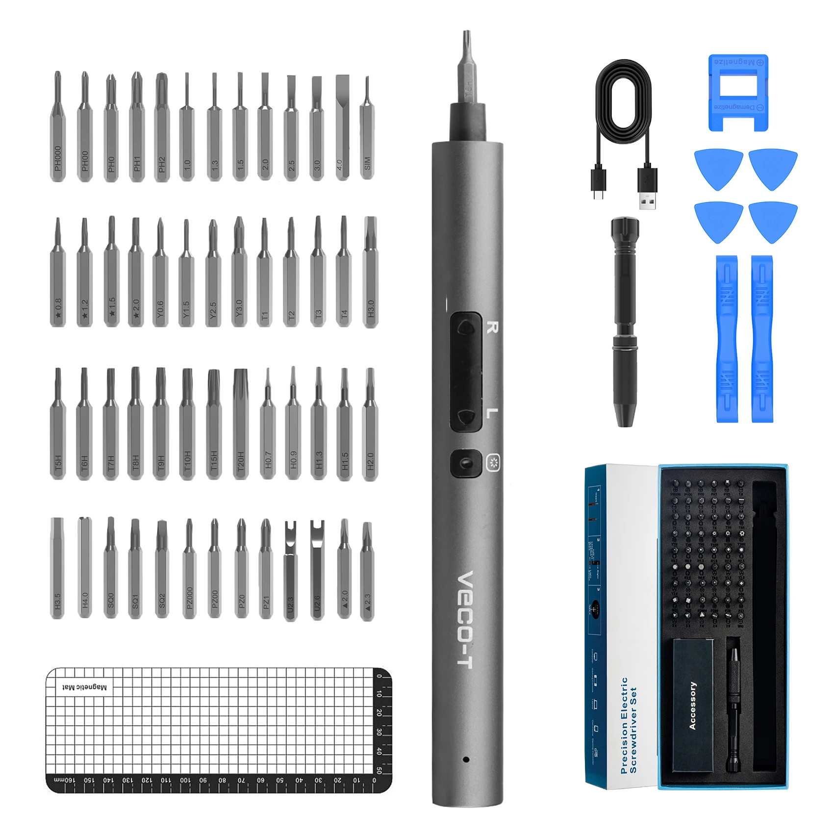 

VEC0 Mini Electric Screwdriver, 65-in-1 Precision Screwdriver Set, llax 3Nm Torque Screwdriver,Cordless Screwdriver Rechargeable
