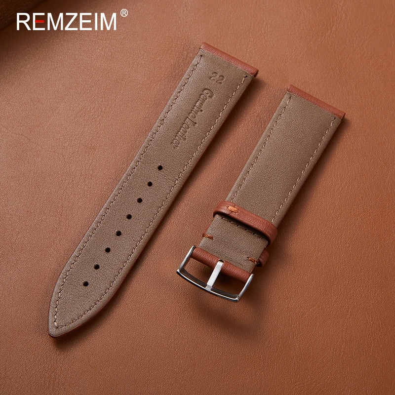 Genuine Leather Watch Strap Cowhide Watchband Smart Watch Strap Accessories 18mm 20mm 22mm Black Brown White Blue Belt