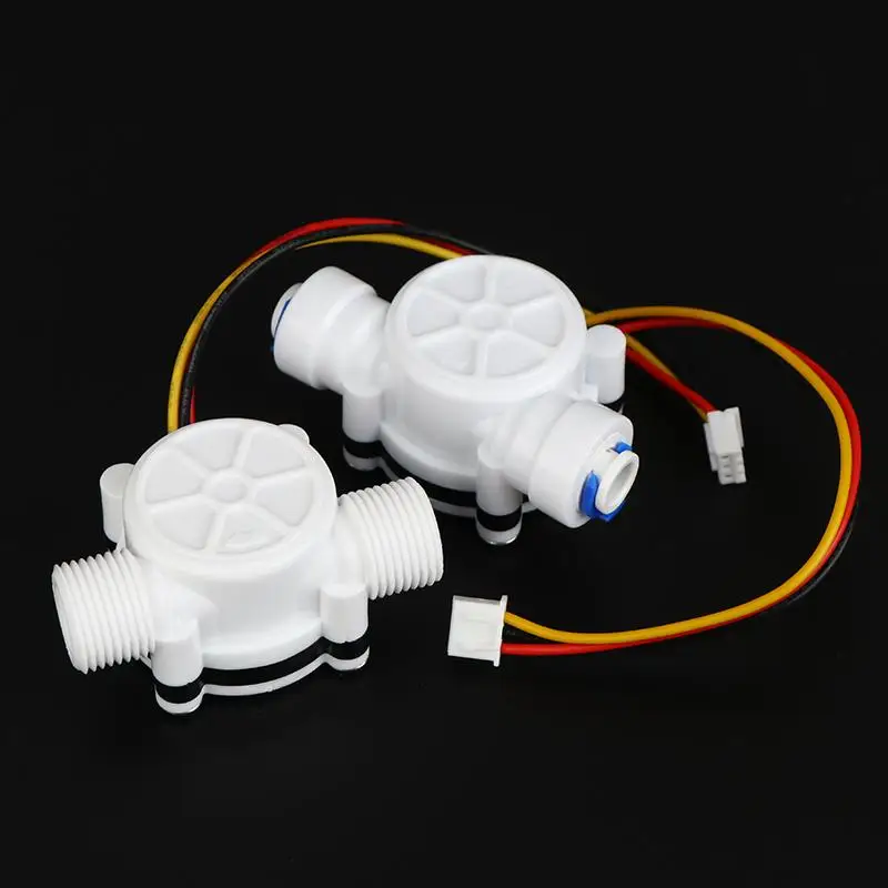

White PE Digital Liquid Flow Sensor YF S401 S402 G3/4 G1/2 Hall Effect Inline Meter For RO Machine