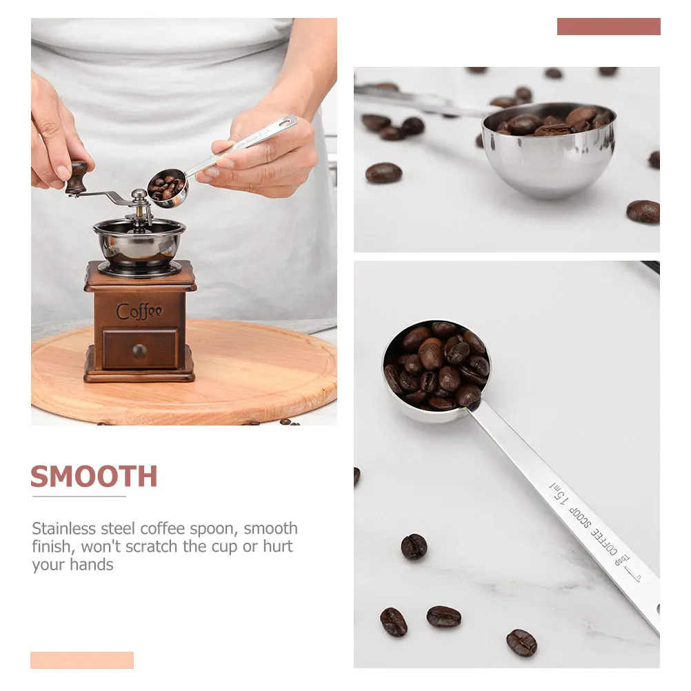 

2Pcs Coffee Bean Scoop Measuring Spoons Stainless Steel Teaspoons for Baking Sugar Milk Powder Measuring Spoon