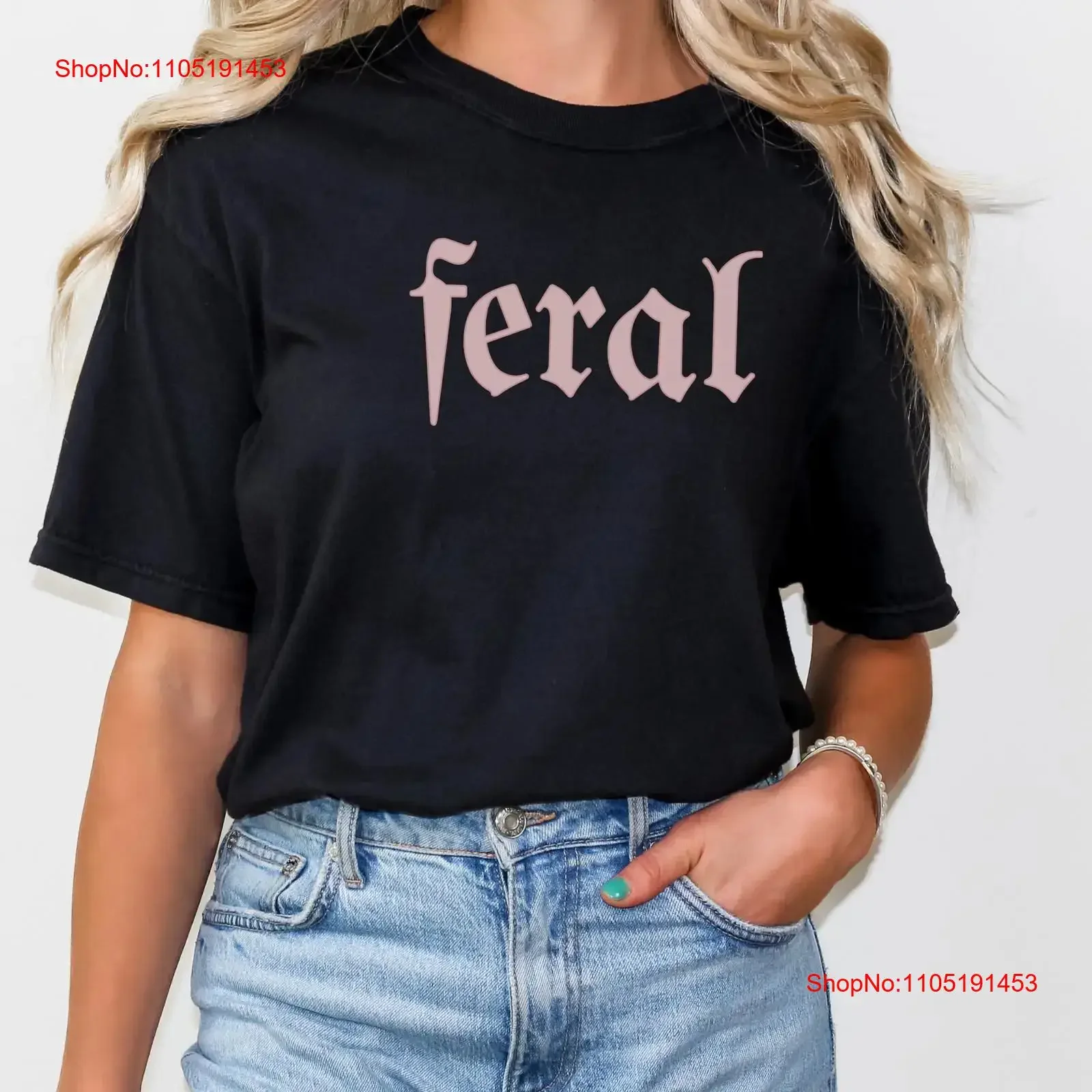 

Feral T Shirt Funny Goth Gothic Top vintage Washed fashion Slightly Versatile Unisex Soft Top For Everyday Wear streetwear