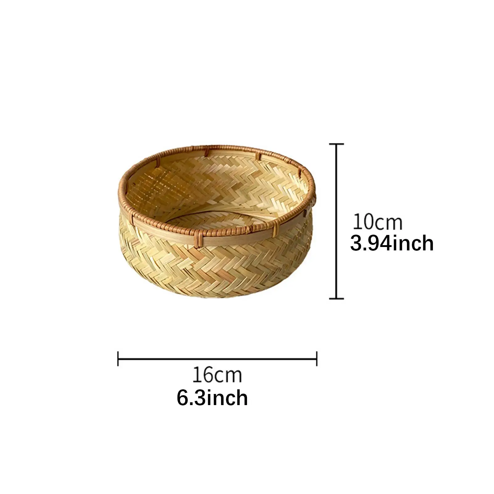 Bamboo Woven Storage Basket Handcrafted Snack Bowl Organizer Tray for Kitchen Table Picnic Breakfast