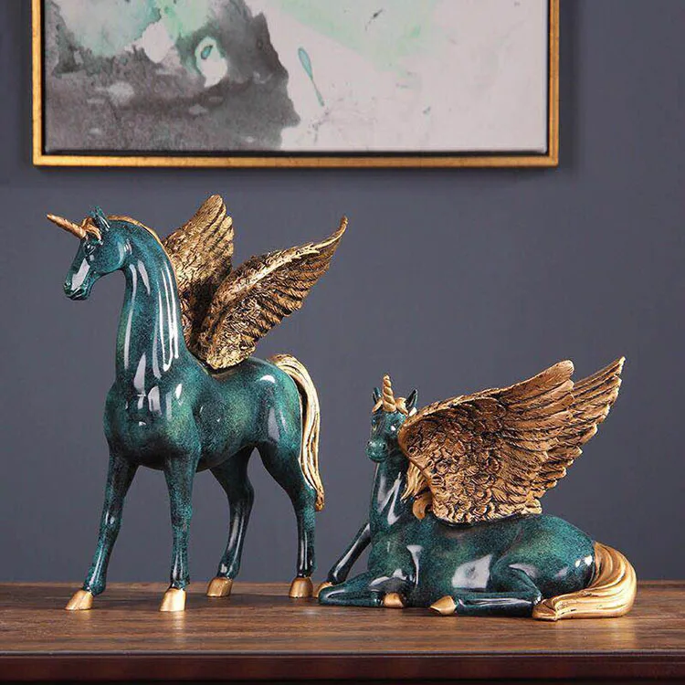 European style retro home unicorn pegasus handicraft ornaments living room wine cabinet entrance office desktop decorations