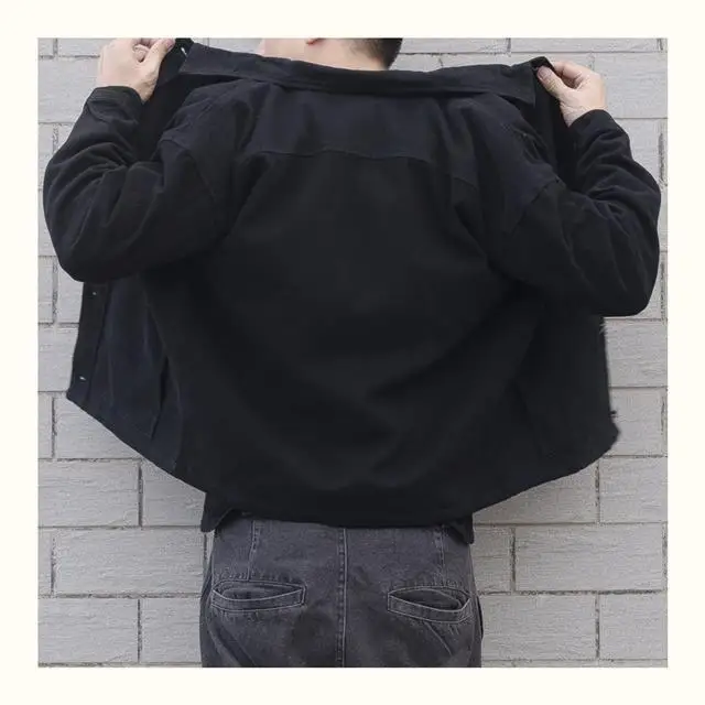 

Men's Denim Jaet Loose Fit Breathable Wear Resistant Workwear Coat Youth Faion Large Size Spring Autumn Outerwear