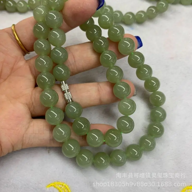 Hetian Jade Qinghai Lake Green Mother-Of-Pearl Multi-Loop Bracelet Accessories Small Loose Beads