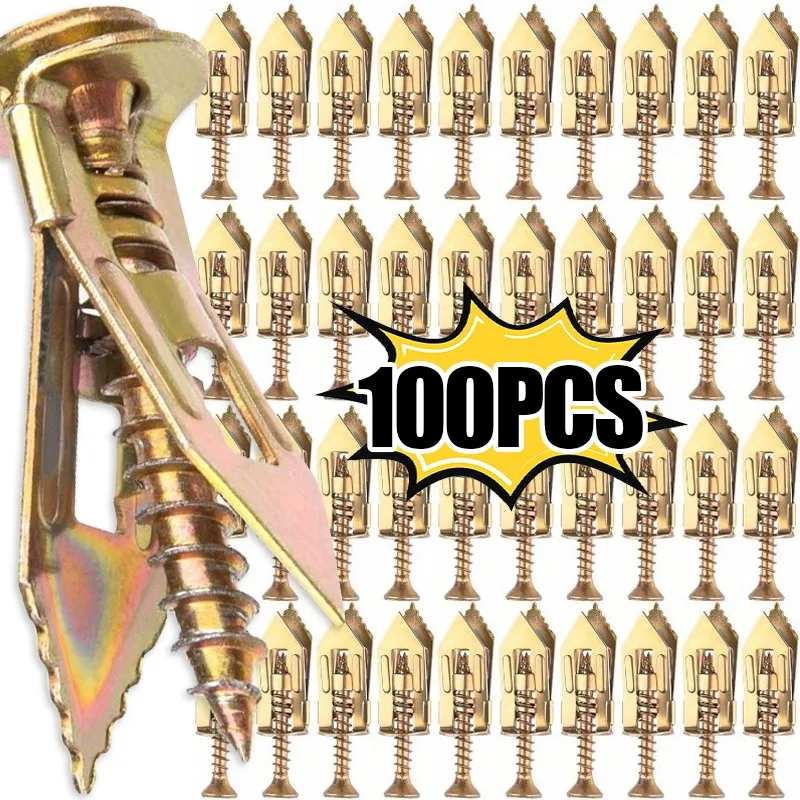 10/100x المراسي الحوائط الجافة ذاتية الحفر مع مسامير توسيع المعادن الثقيلة المطلية بالزنك لإطارات الصور أشرطة رف التلفزيون الجداري