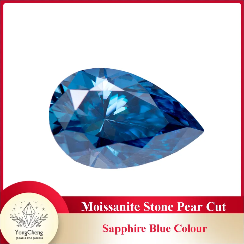 

Moissanite Gemstone Pear Cut Sapphire Blue Colour Lab Created Diamond DIY Ring Necklace Earrings Main Materials GRA Certificate