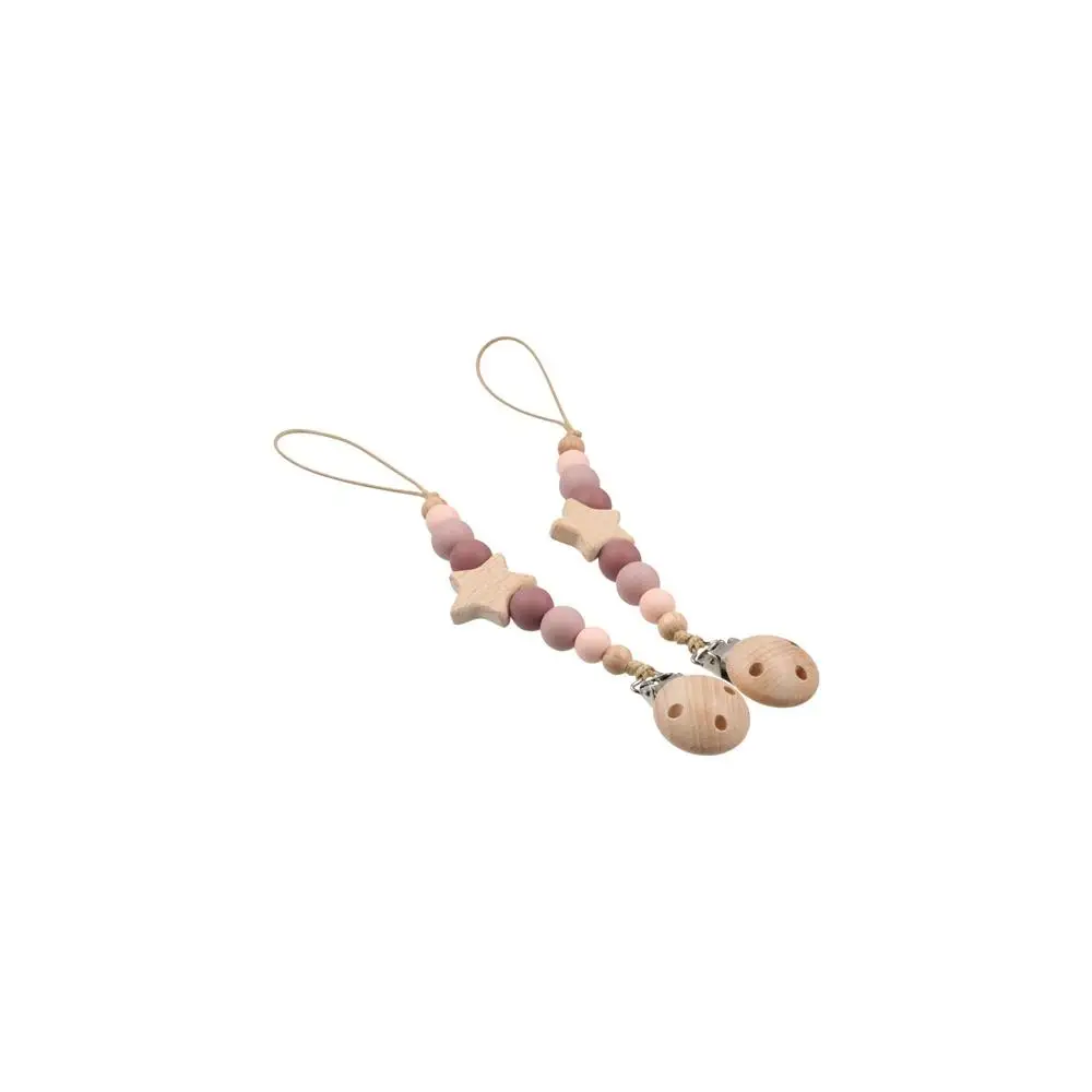 Wood Children Soother Holder Nipple Holder Clips Pacifier Holder Clips Baby Pacifier Chain Dummy Clips Baby Teether  Straps