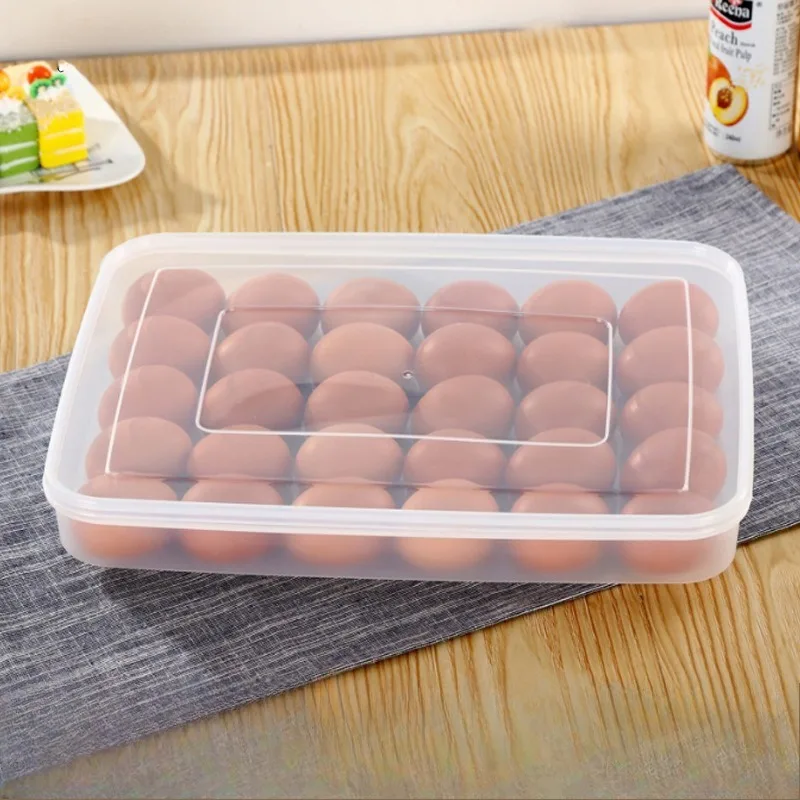1 Stück einfache Eierbox mit 30 Gittern, Kühlschrank-Aufbewahrungsbox, Kunststoff-Lebensmittel-Frische-Eierhalter, Kühlschrank-Aufbewahrungsboxen