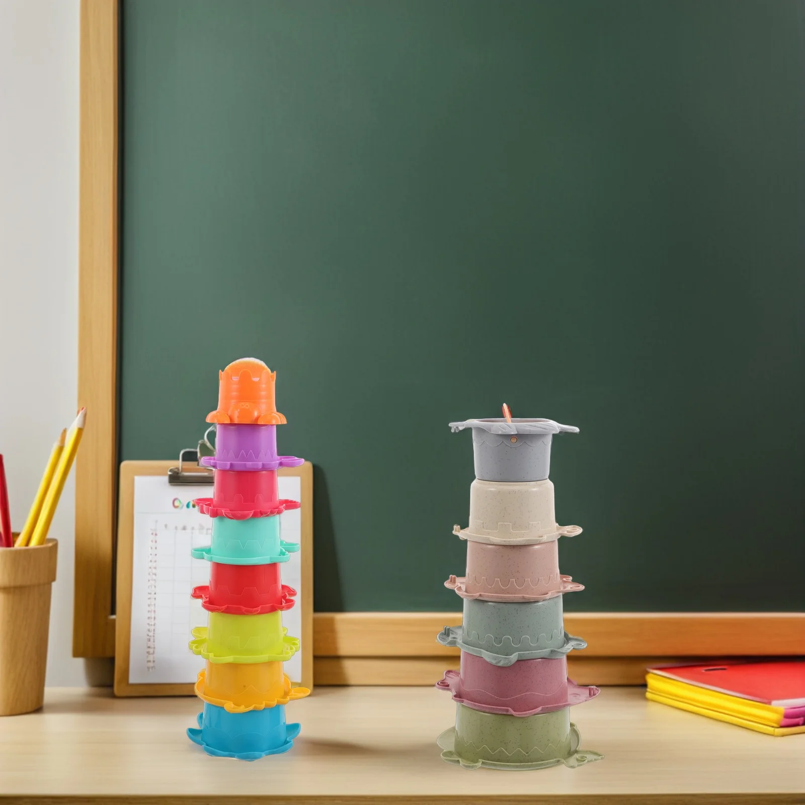 Juego de 2 tazas apilables para educación temprana para niños pequeños, coordinación mano-ojo, habilidades motoras finas, actividad para bebés