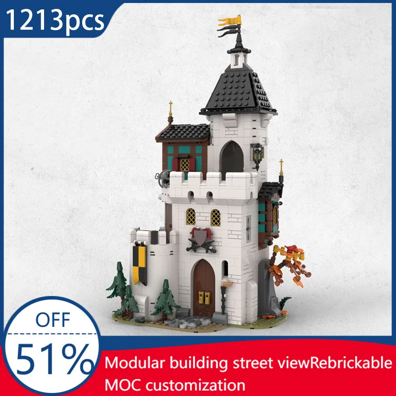 

1213 PCS Medieval White Castle Building Blocks Set Retro Urban Street View Bricks Model Assembly Toy Kid Birthday Surprise Gifts