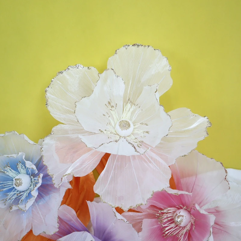 

Giant Silk Poppy Wedding Road Lead Flowers Valentine's Day Decor Handmade Yarn Floral Arrangement for Mall Event Ceremony