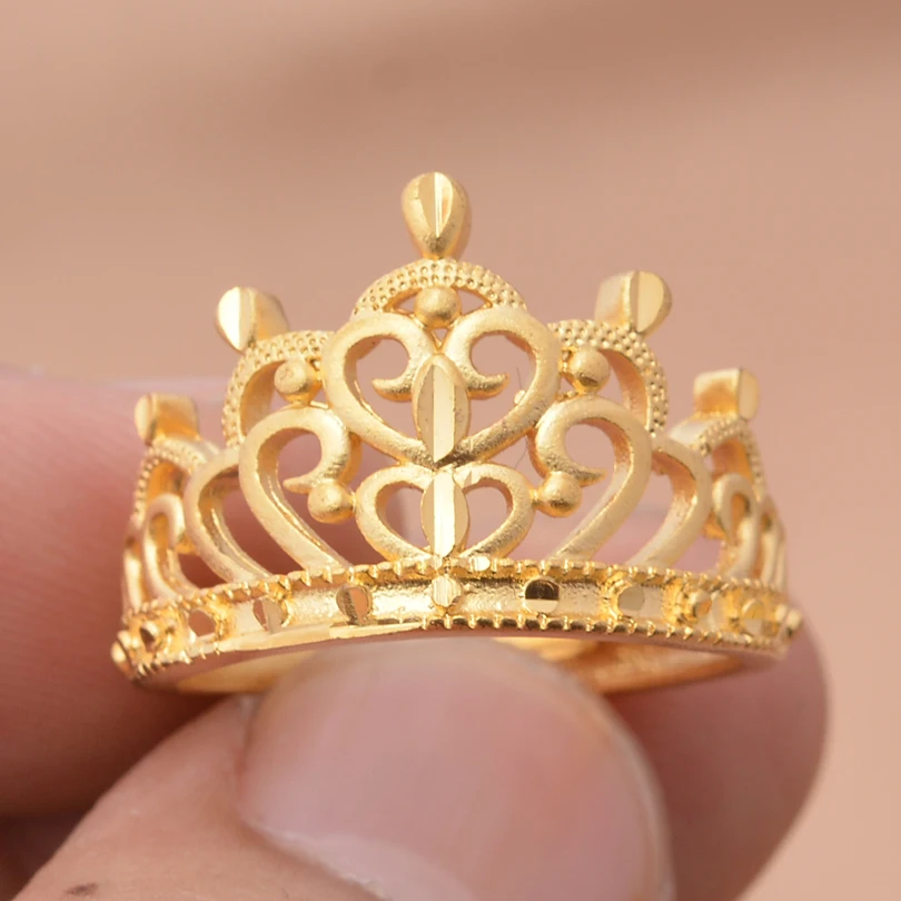 Wando 1pcs Ethiopian Dubai Stone Gold Color Ring Wedding Rings for Women Eritrea Africa Fashion Ring Middle East Jewelry Gift