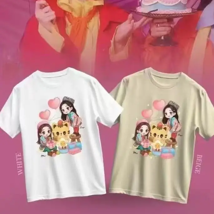 Camiseta de manga corta informal y holgada para estudiantes, diseño de la serie de drama tailandesa LingOrm New Thailand Stars Drama The Secret Of Us, regalo.
