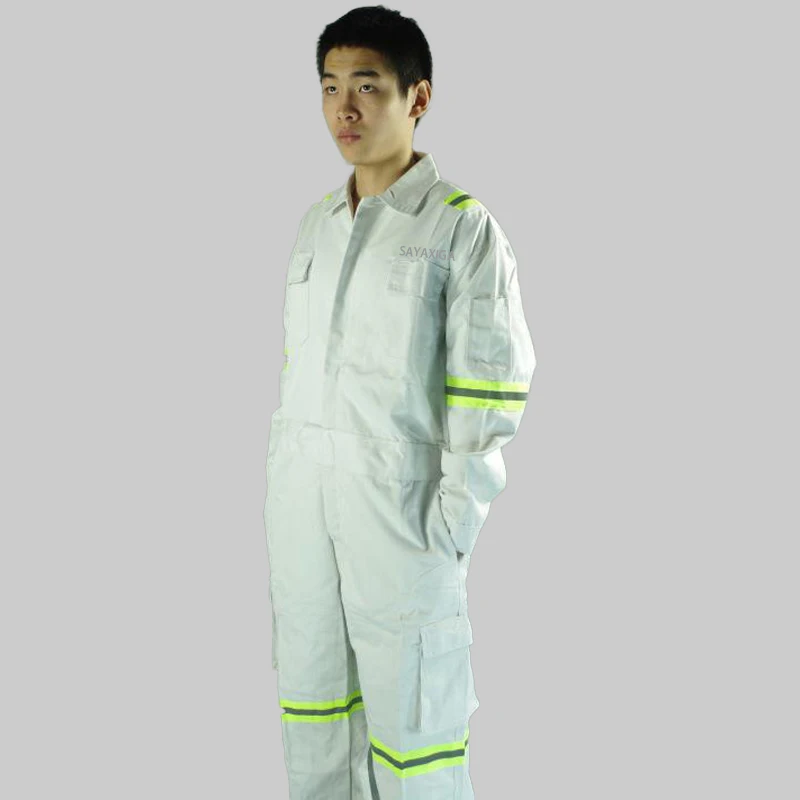 Best Mens Hi Vis Workwear White Crew Pure Cotton Jumpsuit Mechanic Work Uniform Coveralls Men Plus Size Workmens  Clothing S-3XL