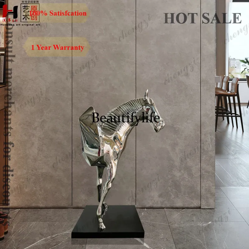 D1089 Hotel lobby FRP electroplating horse sculpture crafts villa hall floor-to-ceiling ornament decoration