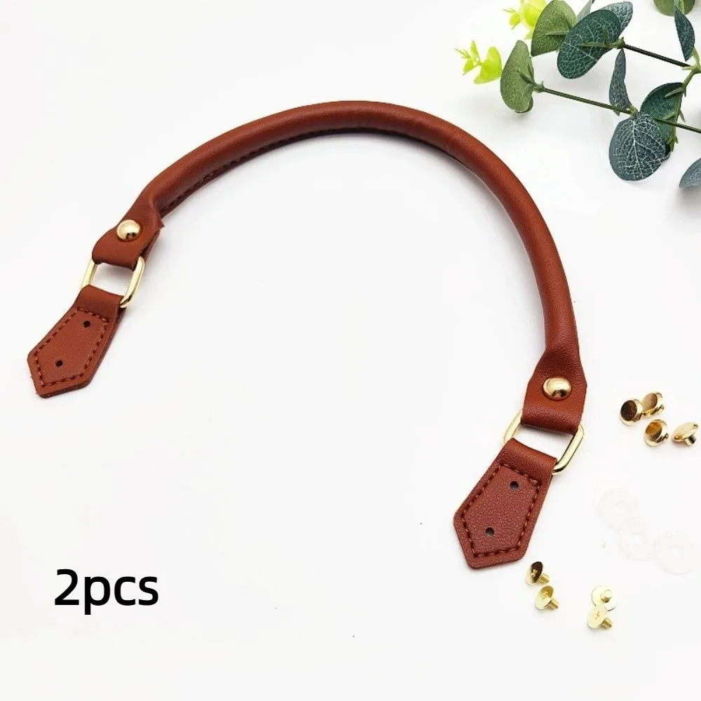 1pair Soft DIY Leather Handle Detachable Rivet Design Leather Bag Strap Gold Snap DIY Craft Handbag Bag Top Handle Bag