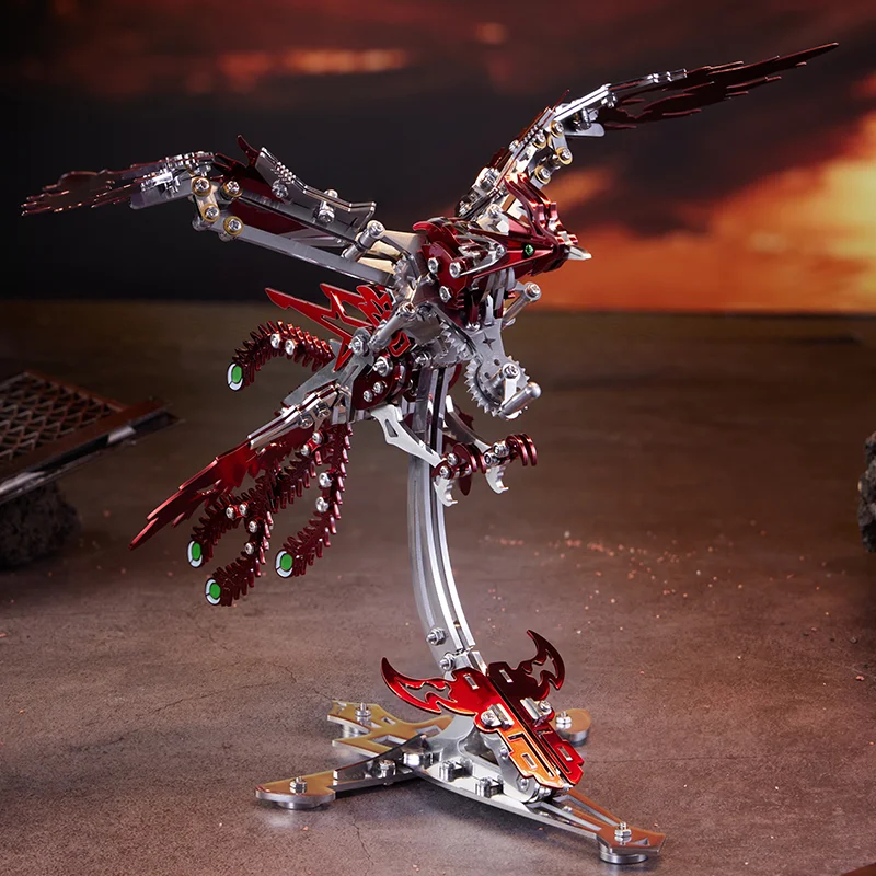 3D metal assembly mechanical bird biomimetic stainless steel 304 puzzle wings fire phoenix model kit gift student science toy