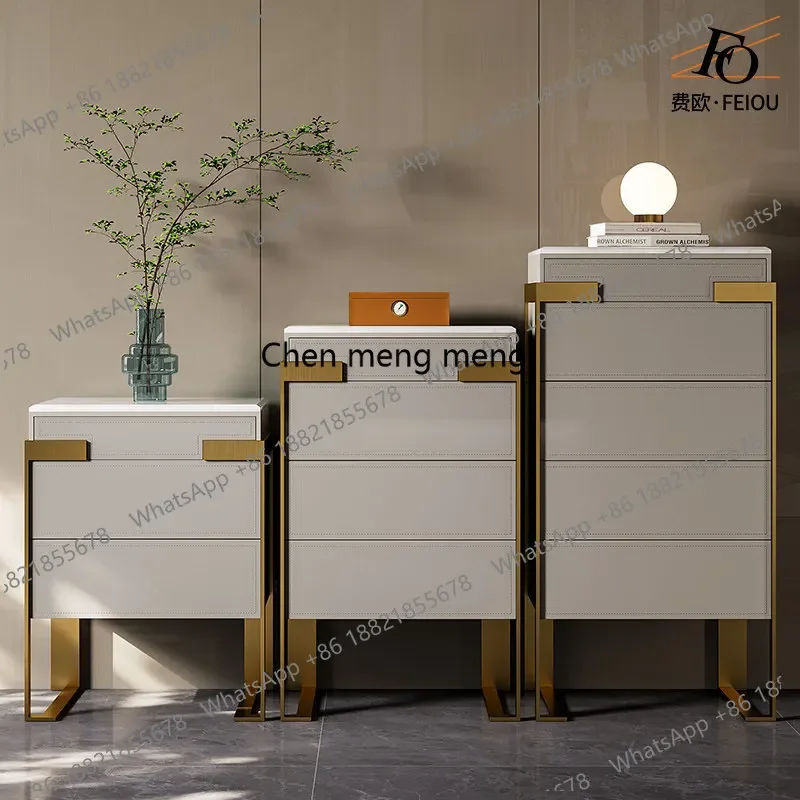 03 Light luxury modern simple custom high-end bedroom marble drawer storage cabinet three, four or six chest of drawers