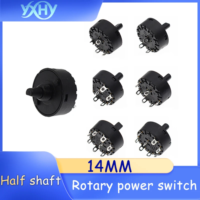 Round rotary switch with 3, 4, 5, or 6 gear positions, multi-speed knob for tea kettles, juicers, and blenders power switch