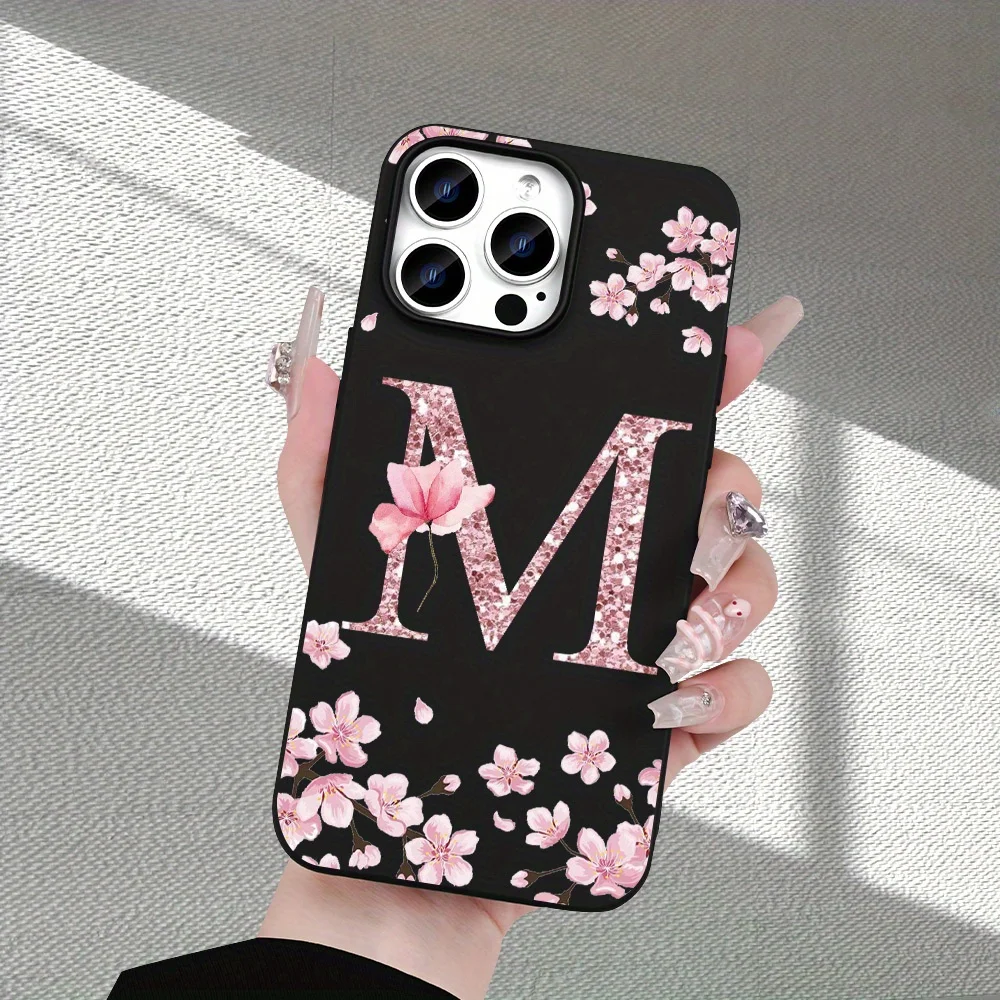 Piękne etui na telefon z nadrukiem kwiatów i litery M, wysokiej jakości matowa tekstura, pasuje do iPhone'a od 17 do 11 Plus, Pro Max