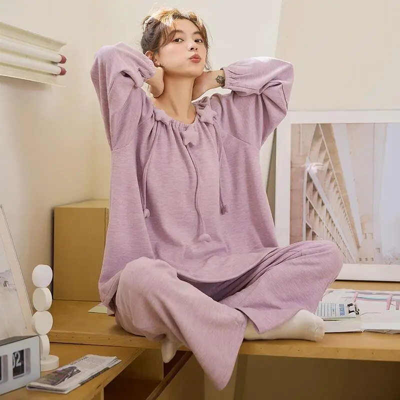 

Hot Winter New Women's Pajamas with Velvet Warm Hooded Long Sleeves for Outerwear Home Clothing Set Women's Warm Winter Pajamas