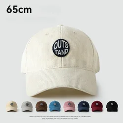 Bonés de beisebol Cabeça Grande Masculino, Veludo Corduroy, Bordado, Snapback, Boné de camionista, Quente, Outono, Inverno