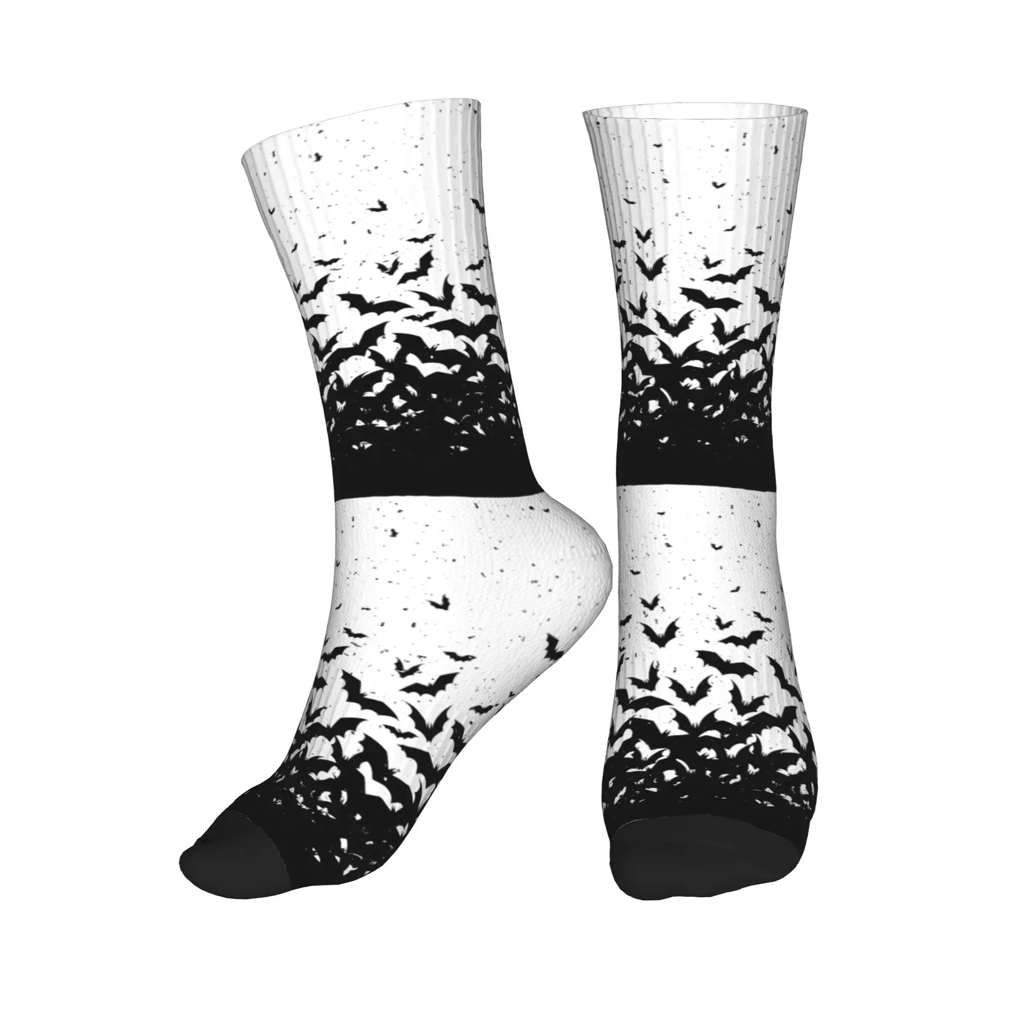 

Забавные носки с принтом вампирских летучих мышей на Хэллоуин для мужчин и женщин, эластичные летние, осенние, зимние носки средней длины