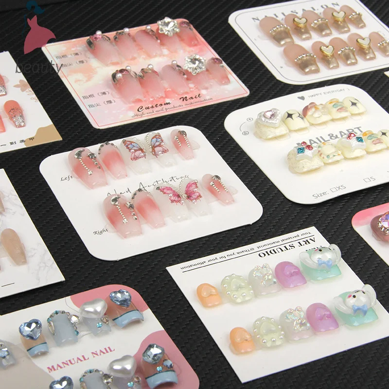 10 PCS Press-On Nail Packaging Display Handmade False Nail Design Swatch Show Card Manicure Sample Display Salon